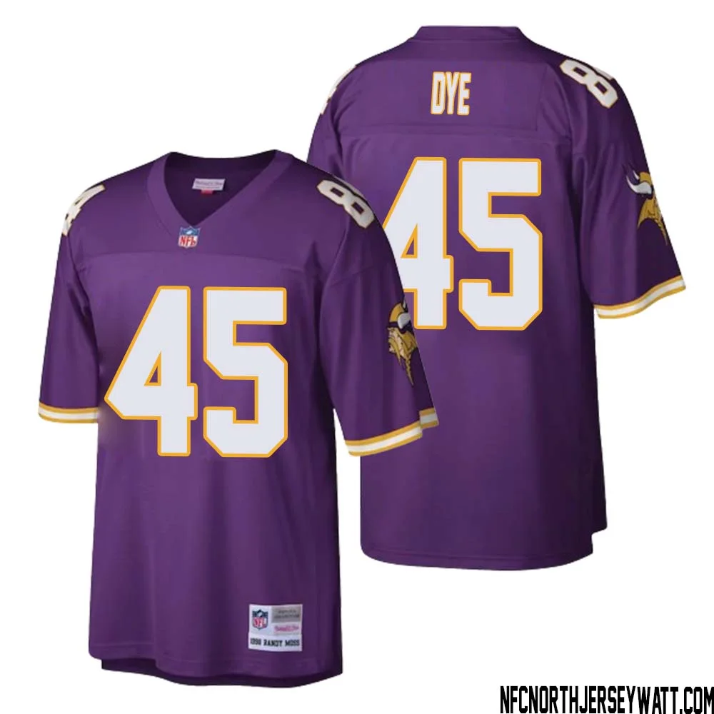 Troy Dye No 45 Men Mitchell Ness Purple Minnesota Vikings Retired Player Legacy Replica Jersey 1