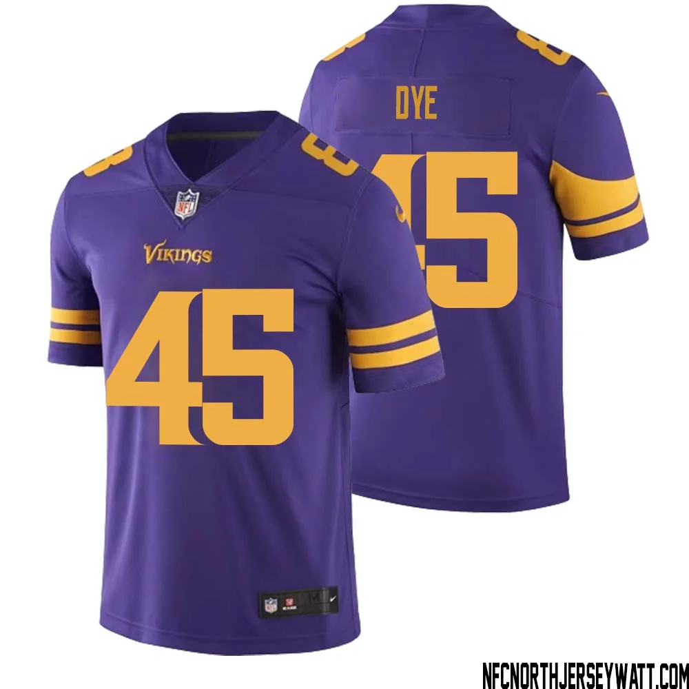 Troy Dye No 45 Men Purple Minnesota Vikings Color Rush Vapor Untouchable Limited Jersey