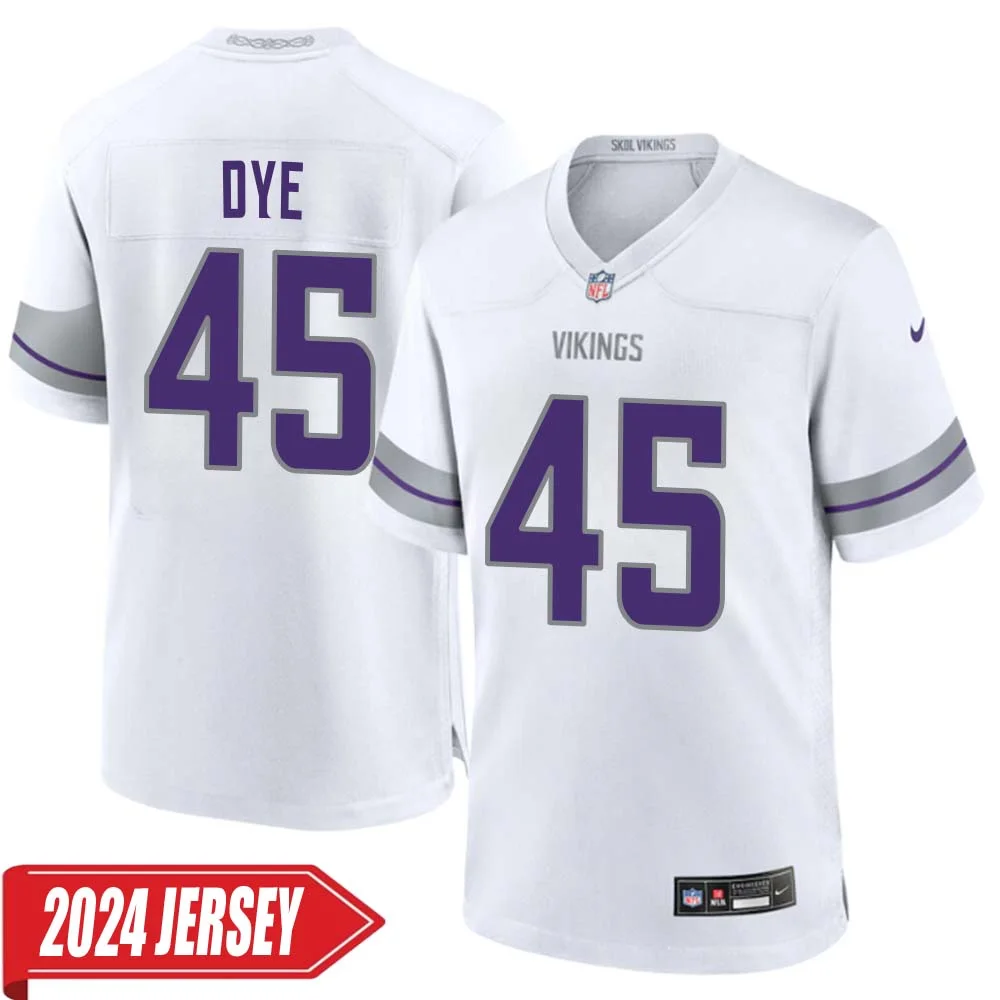 Troy Dye No 45 Men s Minnesota Vikings White Alternate Custom Game 2024 Jersey
