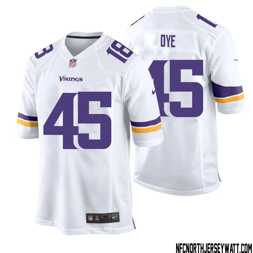 Troy Dye No 45 Men White Minnesota Vikings Game Player Away Jersey