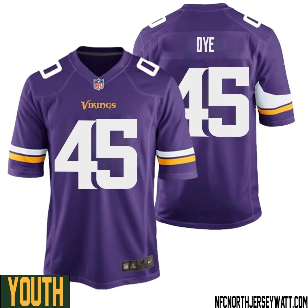 Troy Dye No 45 Minnesota Vikings Game Jersey Court Purple for Youth 1