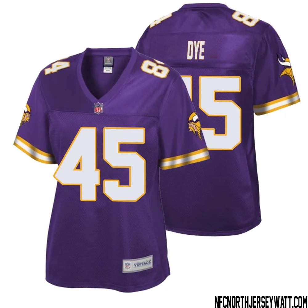 Troy Dye No 45 Women NFL Pro Line Purple Minnesota Vikings Retired Player Replica Jersey 1
