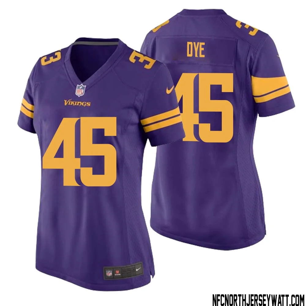 Troy Dye No 45 Women Purple Minnesota Vikings Alternate Game Jersey