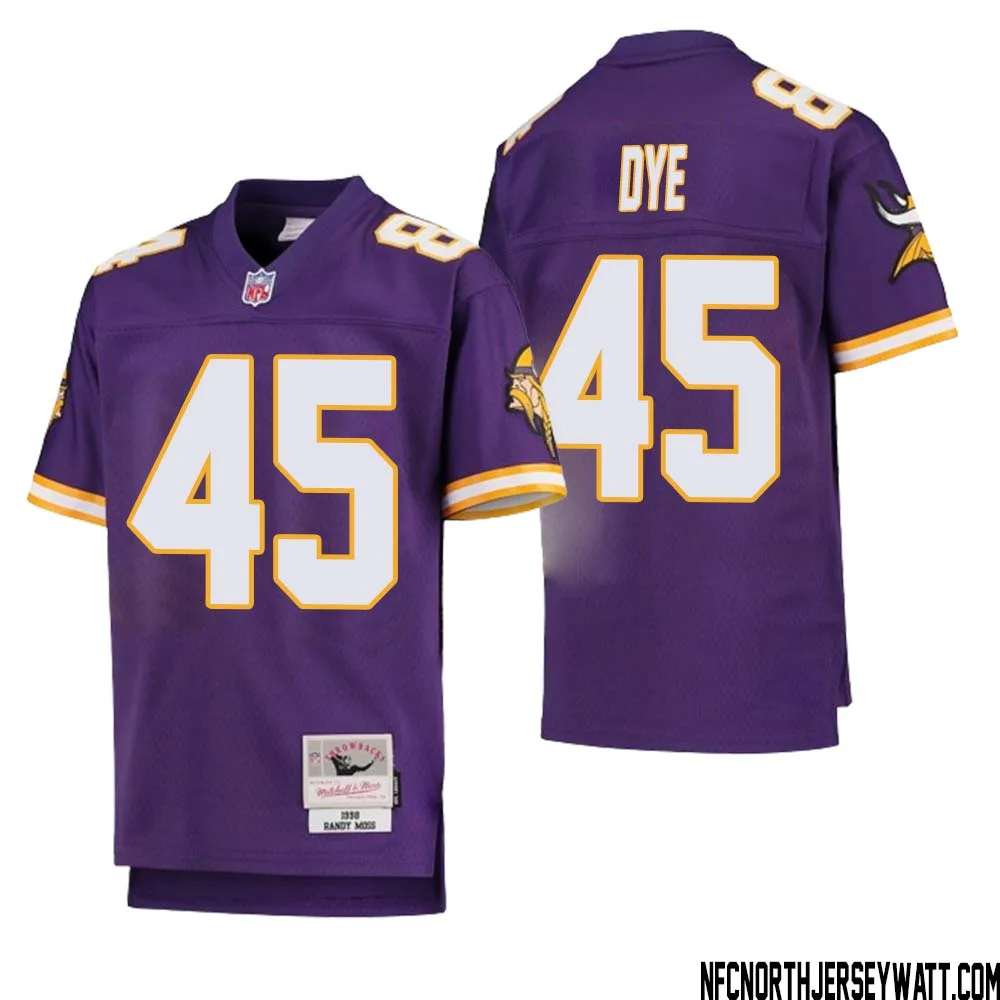 Troy Dye No 45 Youth Mitchell Ness Purple Minnesota Vikings 1998 Legacy Retired Player Jersey