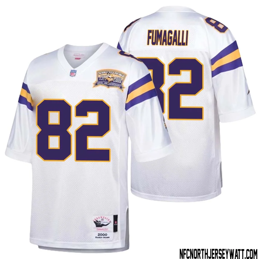 Troy Fumagalli No 82 Men Mitchell Ness White Minnesota Vikings Authentic Throwback Retired Player Jersey