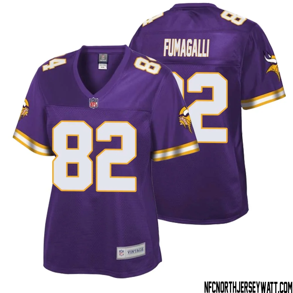 Troy Fumagalli No 82 Women NFL Pro Line Purple Minnesota Vikings Retired Player Replica Jersey