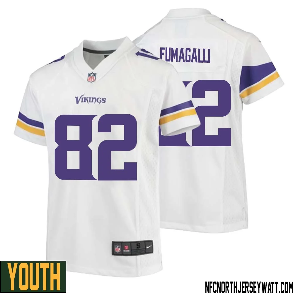 Troy Fumagalli No 82 Youth White Minnesota Vikings Game Player Away Jersey 1