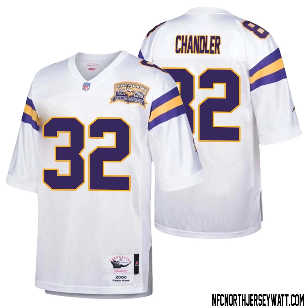 Ty Chandler No 32 Men Mitchell Ness White Minnesota Vikings Authentic Throwback Retired Player Jersey 1