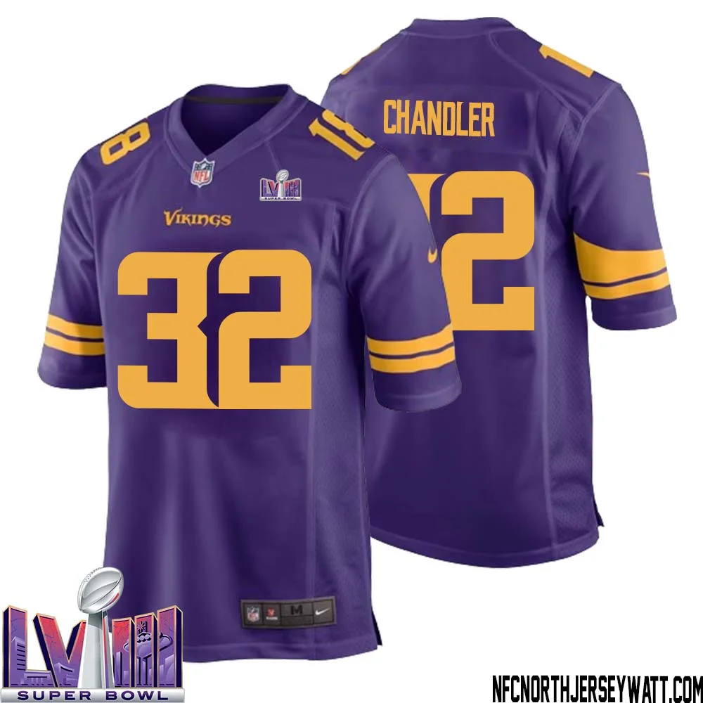 Ty Chandler No 32 Minnesota Vikings Super Bowl LVIII Alternate Game Jersey Purple for Men