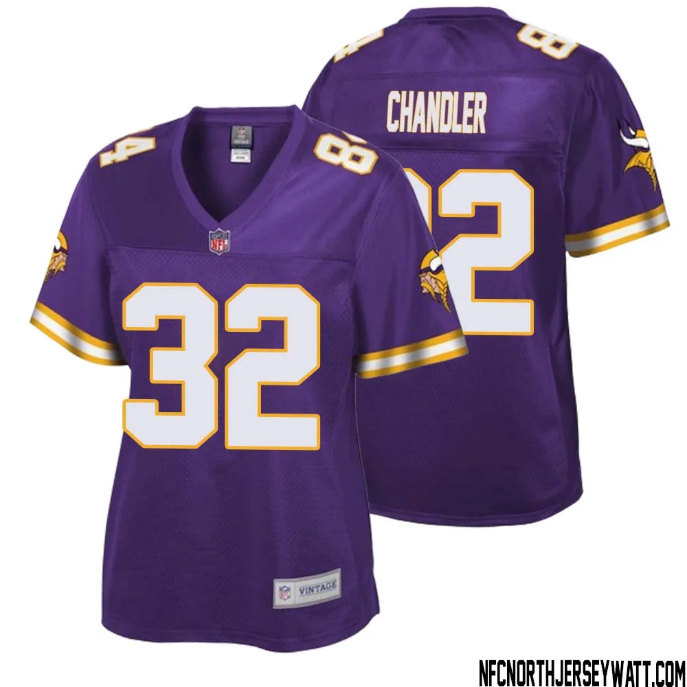 Ty Chandler No 32 Women NFL Pro Line Purple Minnesota Vikings Retired Player Replica Jersey 1