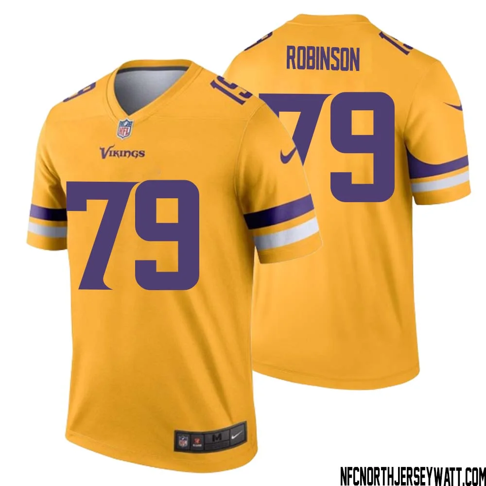 Tyrese Robinson No 79 Men Minnesota Vikings Gold Inverted Legend Jersey