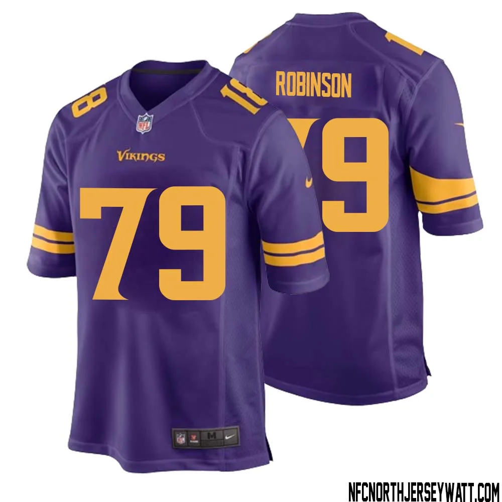 Tyrese Robinson No 79 Men Purple Minnesota Vikings Alternate Game Jersey