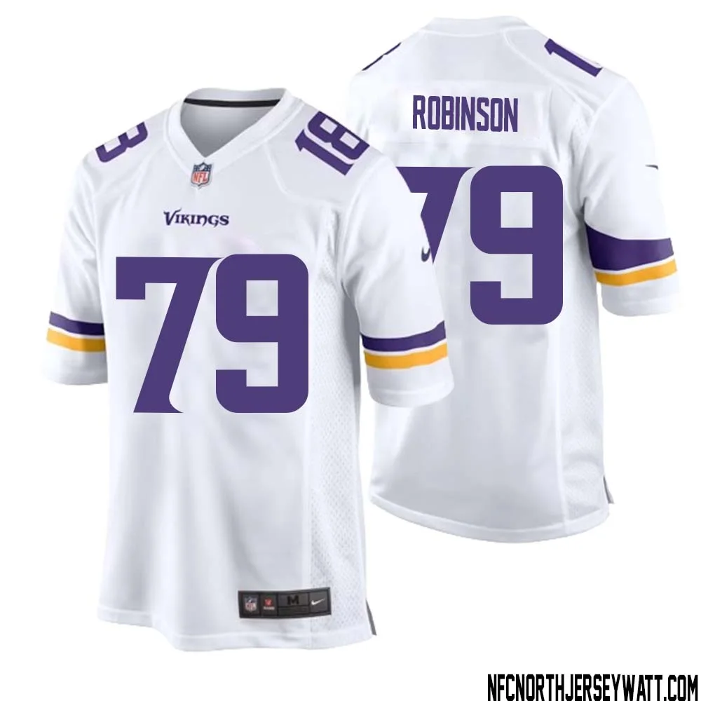 Tyrese Robinson No 79 Men White Minnesota Vikings Game Player Away Jersey