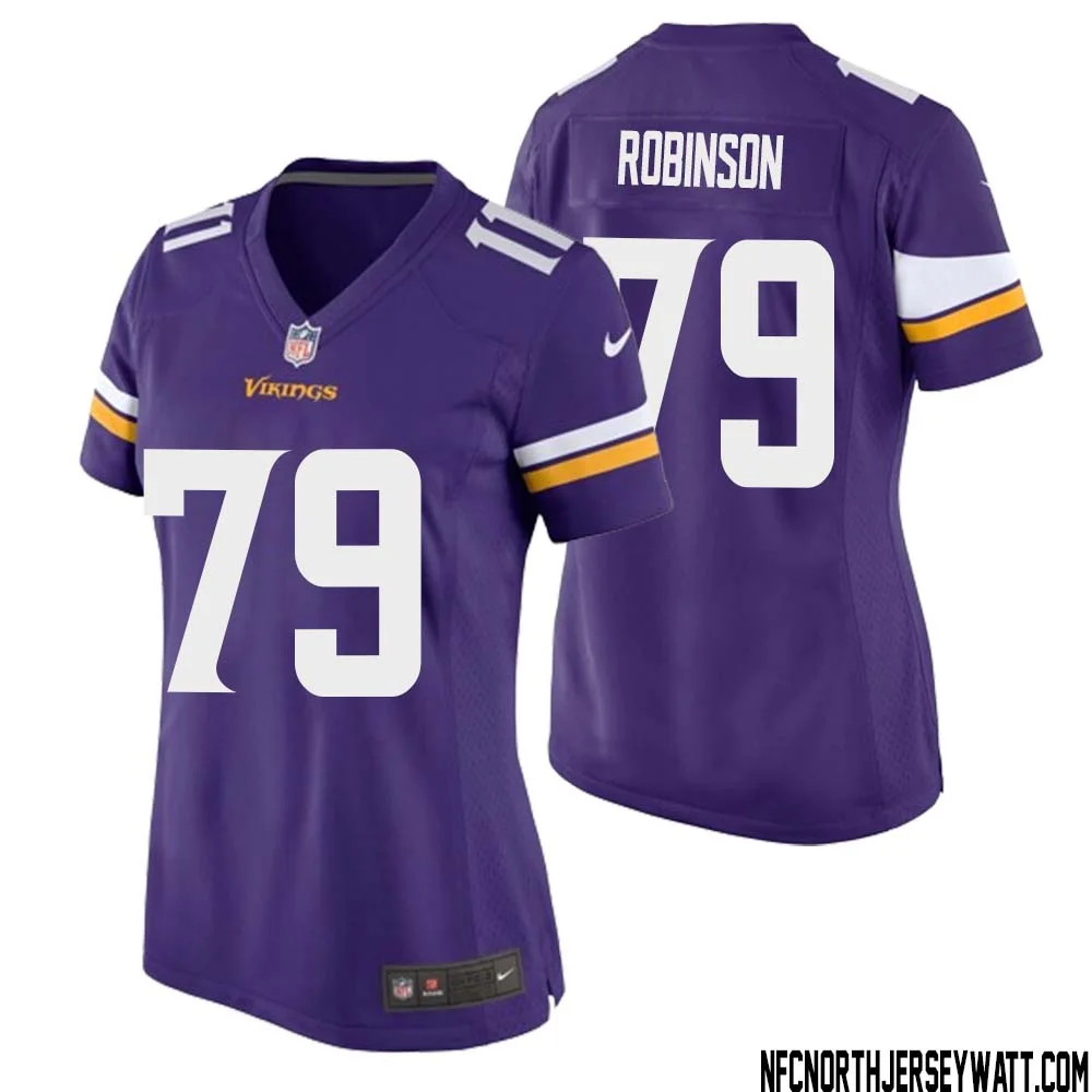 Tyrese Robinson No 79 Minnesota Vikings Game Jersey Court Purple for Womens 1