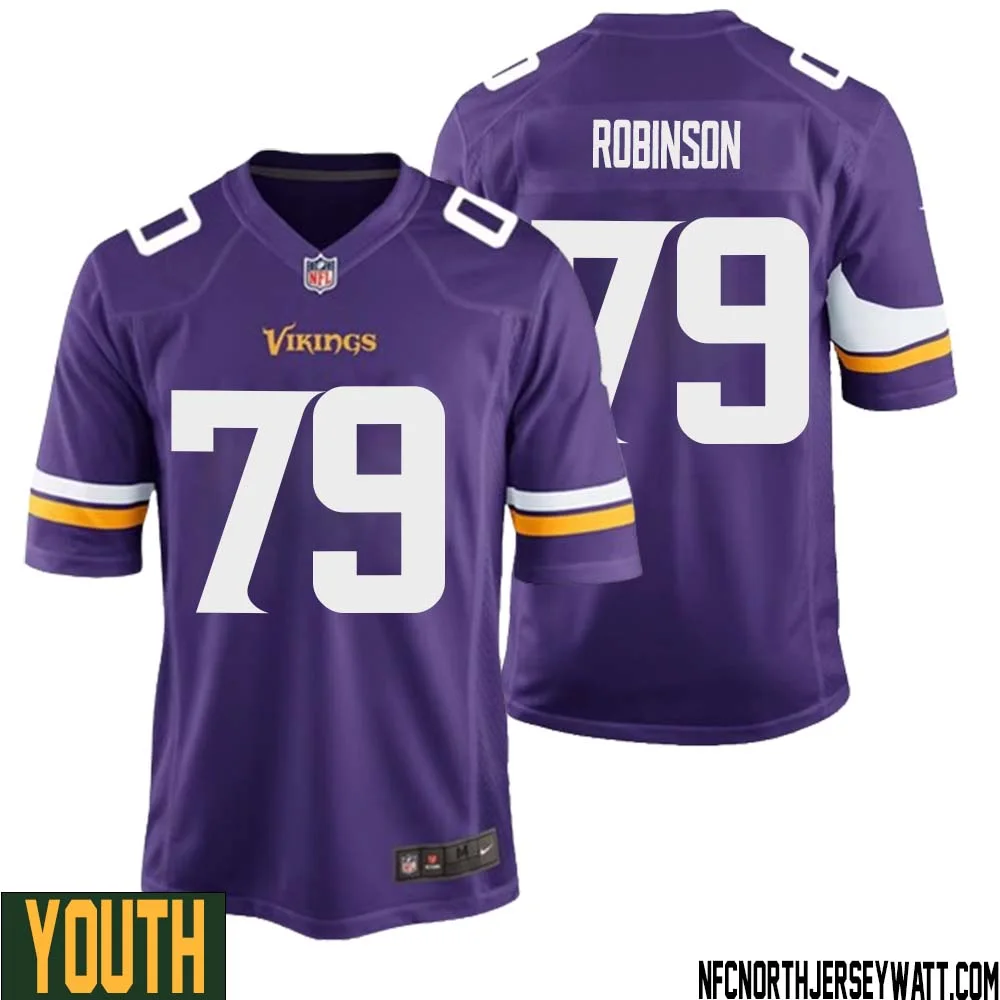 Tyrese Robinson No 79 Minnesota Vikings Game Jersey Court Purple for Youth