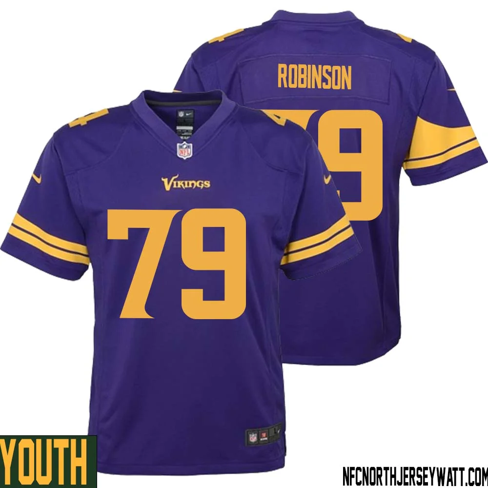 Tyrese Robinson No 79 Youth Purple Minnesota Vikings Alternate Game Jersey