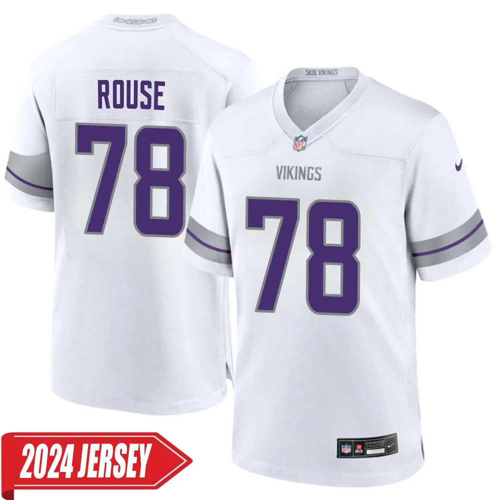 Walter Rouse No 78 Men s Minnesota Vikings White Alternate Custom Game 2024 Jersey