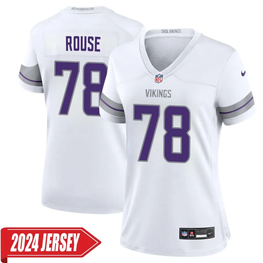 Walter Rouse No 78 Woman s Minnesota Vikings White Alternate Custom Game 2024 Jersey