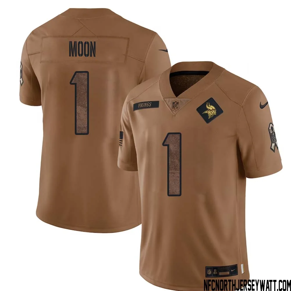 Warren Moon No 1 Men Brown Minnesota Vikings 2023 Salute To Service Limited Jersey