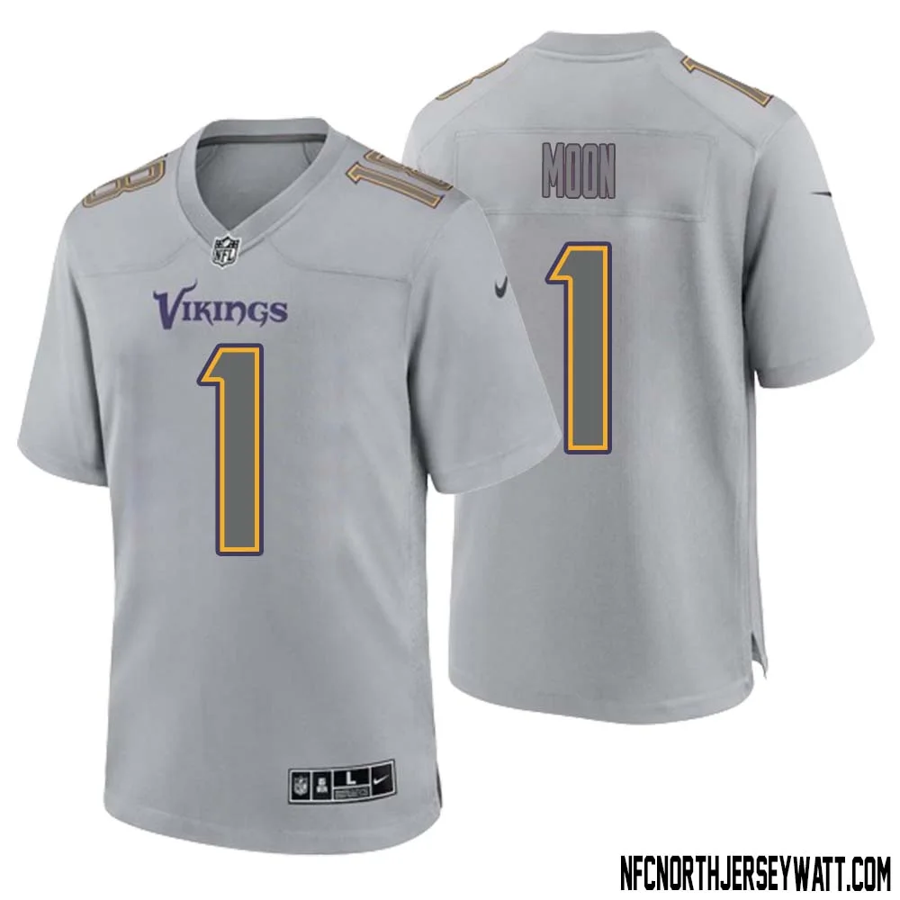 Warren Moon No 1 Men Gray Minnesota Vikings Atmosphere Fashion Game Jersey