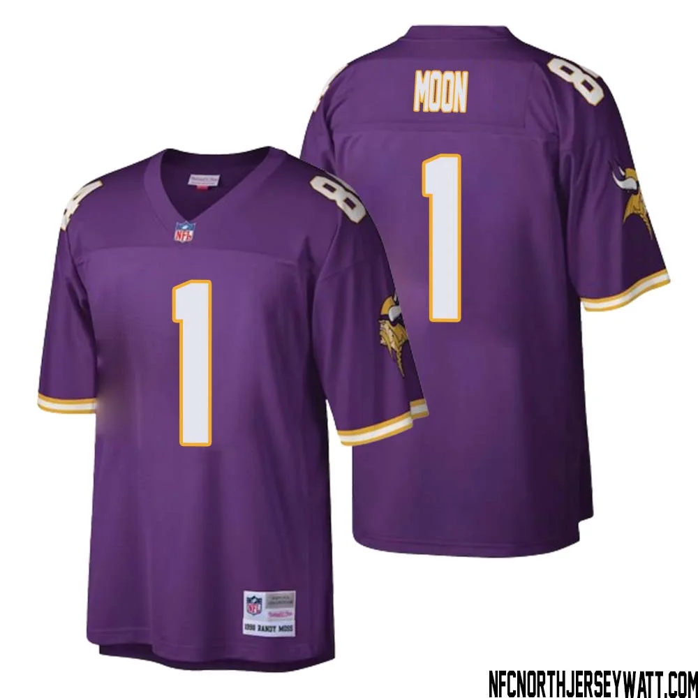 Warren Moon No 1 Men Mitchell Ness Purple Minnesota Vikings Retired Player Legacy Replica Jersey 1
