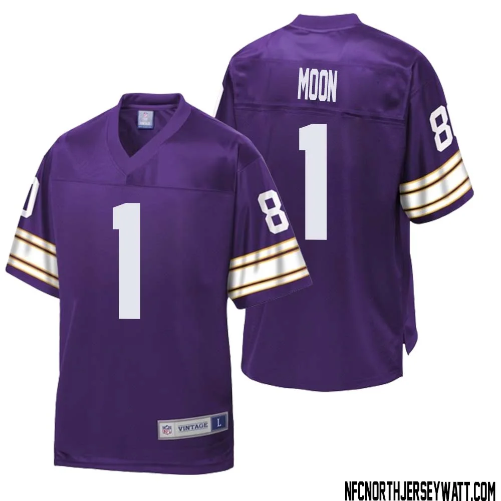 Warren Moon No 1 Men NFL Pro Line Purple Minnesota Vikings Retired Player Replica Jersey