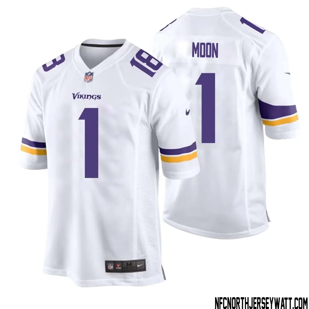 Warren Moon No 1 Men White Minnesota Vikings Game Player Away Jersey