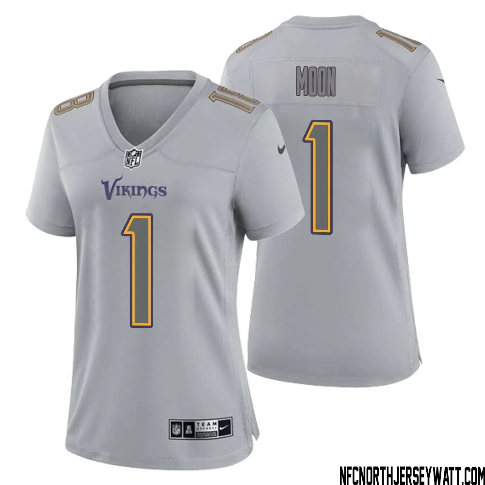Warren Moon No 1 Women Gray Minnesota Vikings Atmosphere Fashion Game Jersey 1