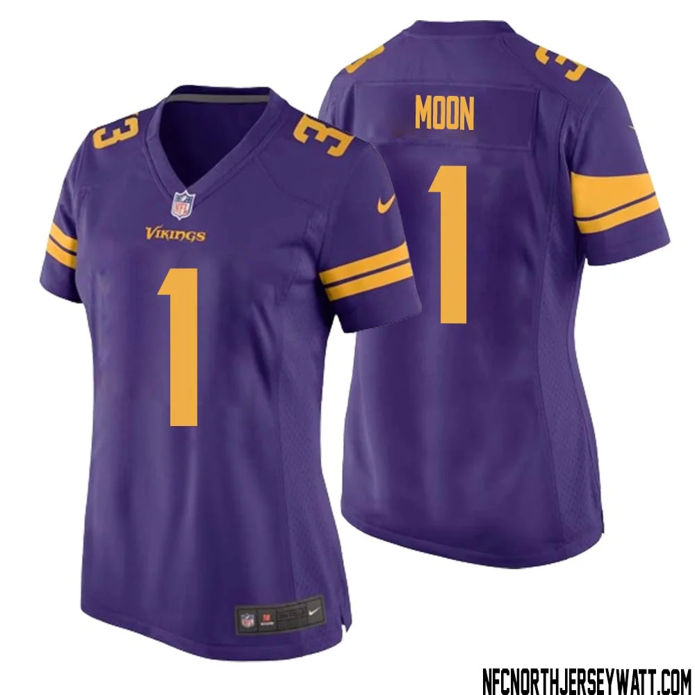 Warren Moon No 1 Women Purple Minnesota Vikings Alternate Game Jersey