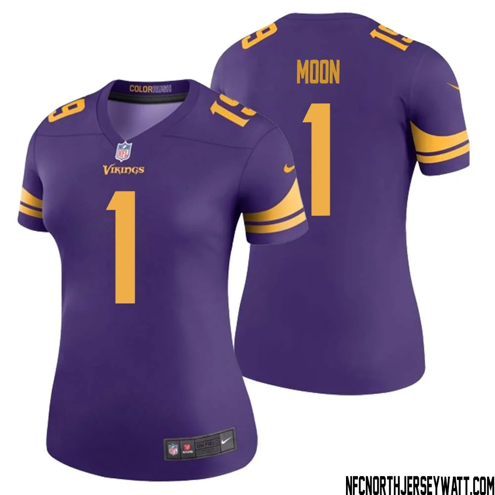 Warren Moon No 1 Women Purple Minnesota Vikings Color Rush Vapor Untouchable Limited Jersey