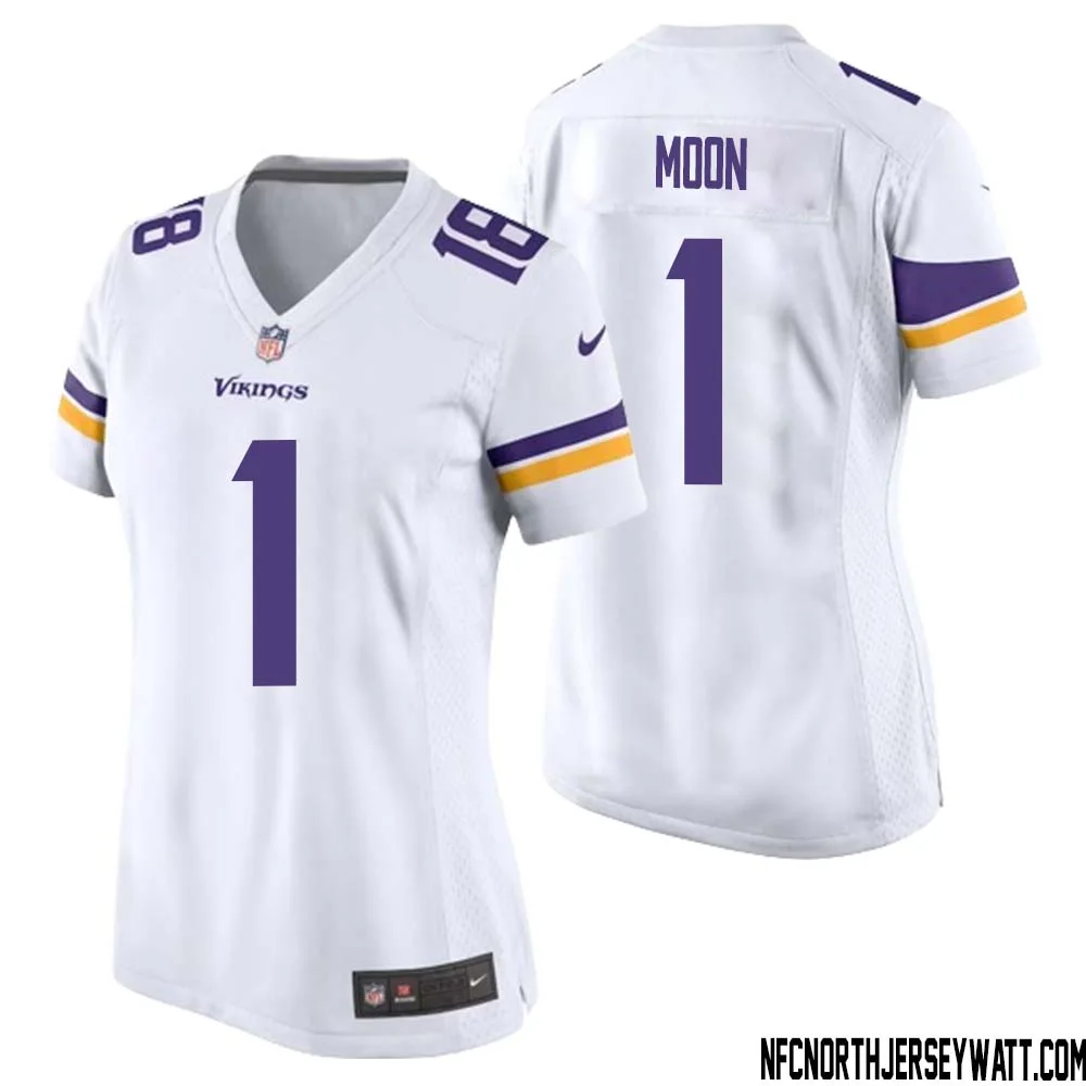 Warren Moon No 1 Women White Minnesota Vikings Game Player Away Jersey