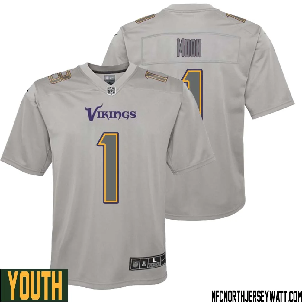 Warren Moon No 1 Youth Gray Minnesota Vikings Atmosphere Fashion Game Jersey