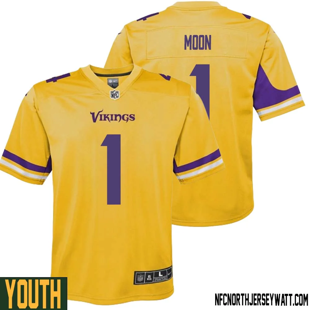 Warren Moon No 1 Youth Minnesota Vikings Gold Inverted Legend Jersey