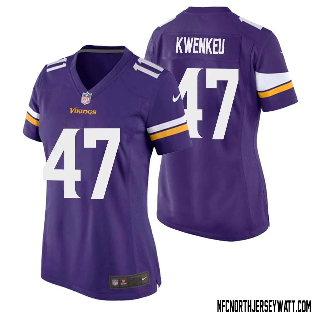 William Kwenkeu No 47 Minnesota Vikings Game Jersey Court Purple for Womens