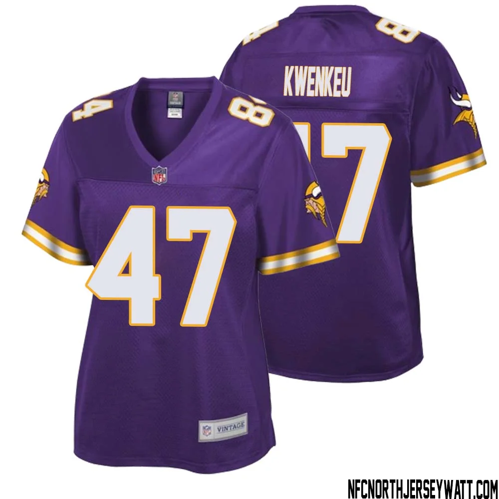 William Kwenkeu No 47 Women NFL Pro Line Purple Minnesota Vikings Retired Player Replica Jersey