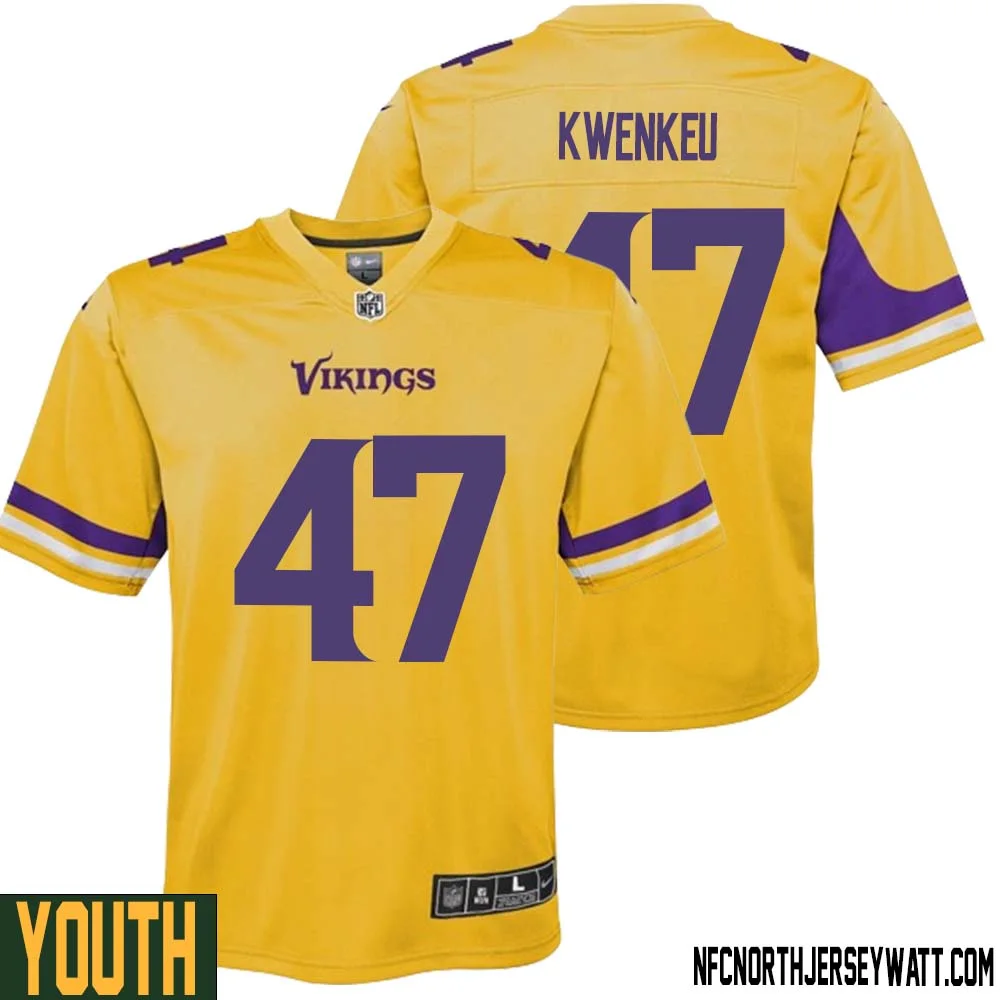 William Kwenkeu No 47 Youth Minnesota Vikings Gold Inverted Legend Jersey 1