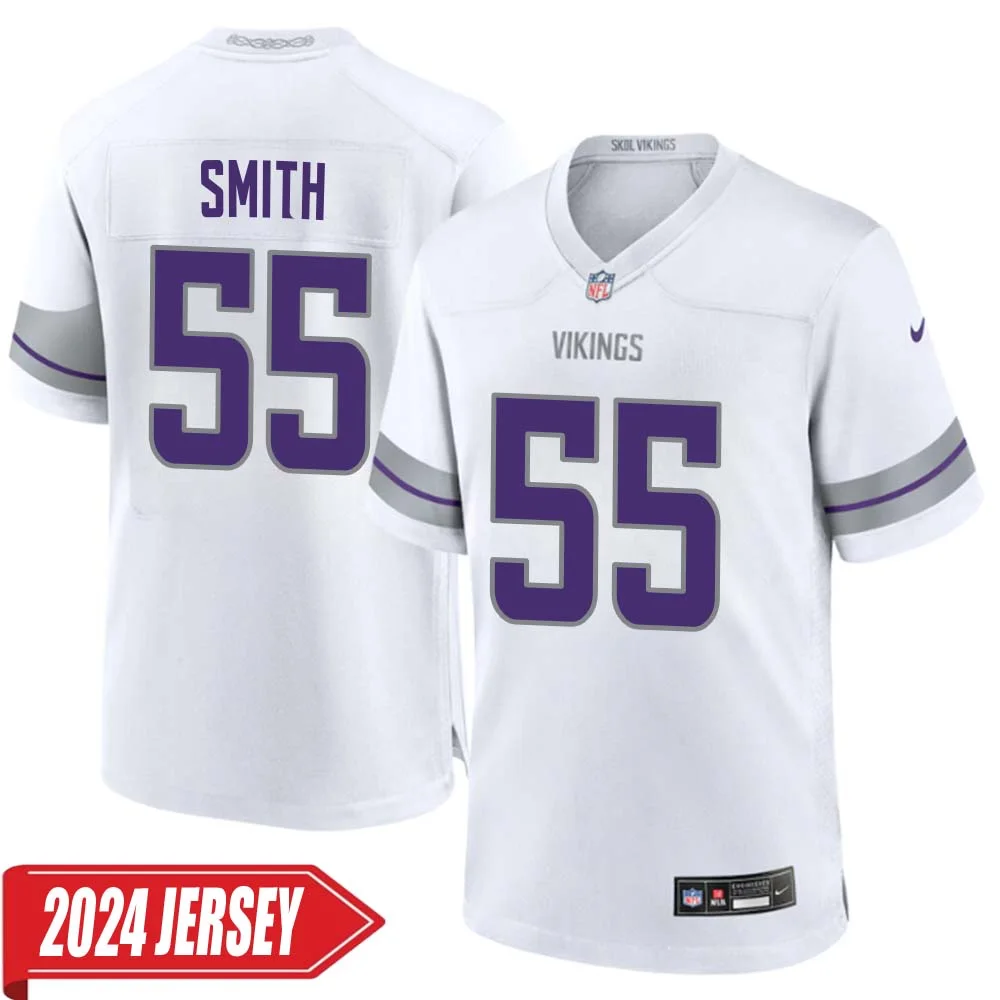 Za Darius Smith No 55 Men s Minnesota Vikings White Alternate Custom Game 2024 Jersey