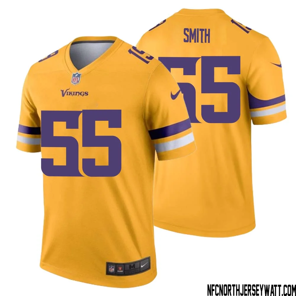 ZaDarius Smith No 55 Men Minnesota Vikings Gold Inverted Legend Jersey