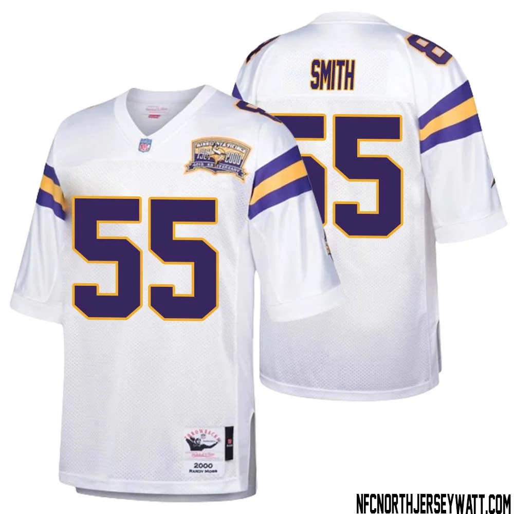 ZaDarius Smith No 55 Men Mitchell Ness White Minnesota Vikings Authentic Throwback Retired Player Jersey 1