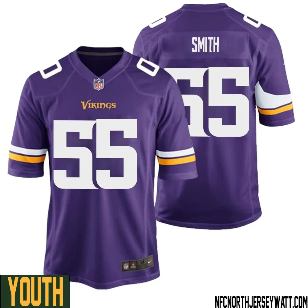 ZaDarius Smith No 55 Minnesota Vikings Game Jersey Court Purple for Youth