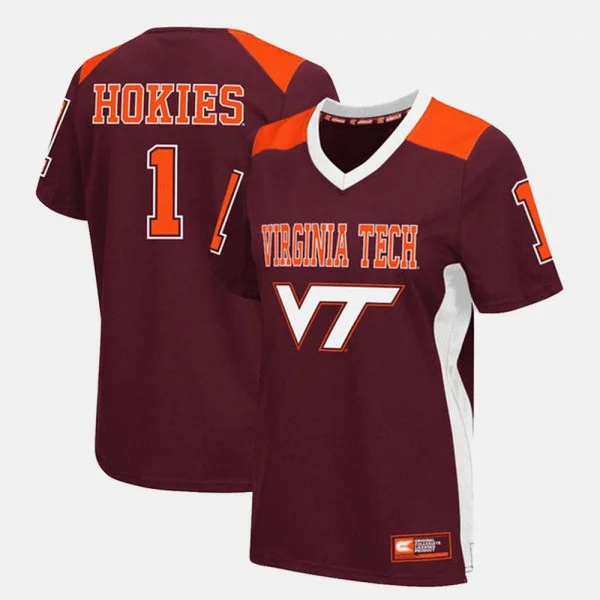 Woman's s Virginia Tech Hokies Custom Maroon College Football Jersey -