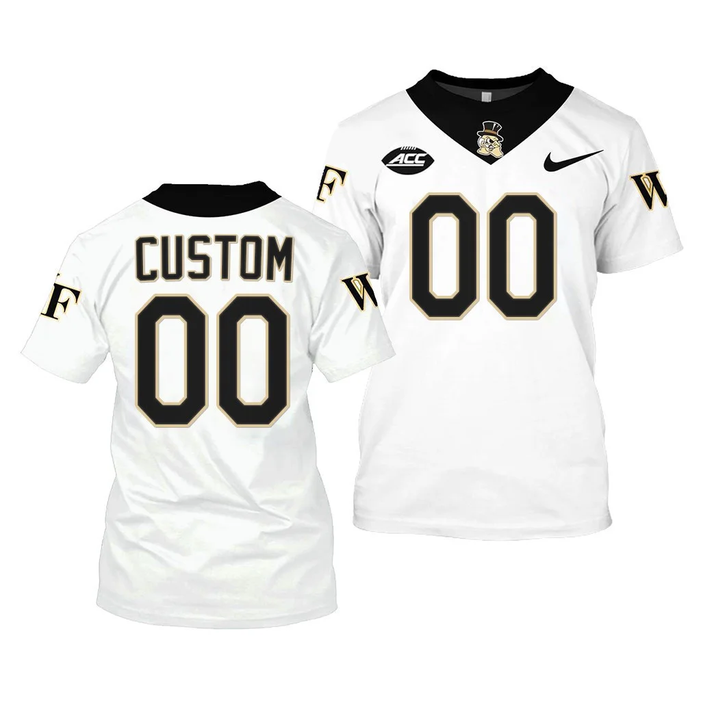 Youth's Wake Forest Demon Deacons 00 Custom White 2021-22 College Football  Jersey
