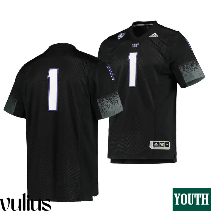 Washington Huskies Custom Jersey, Black Youth's, College Football Premier Jersey Stitched -