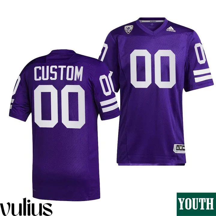 Washington Huskies Custom Jersey, Purple Youth's, 91 Throwback Jersey Reverse Retro Stitched -