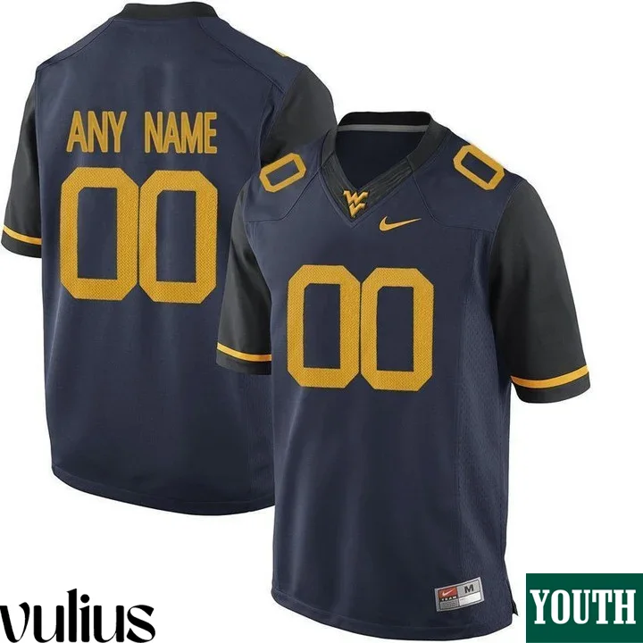 Wvu Football Jersey Custom, Blue Youth's, College Limited Football Customized Jersey -