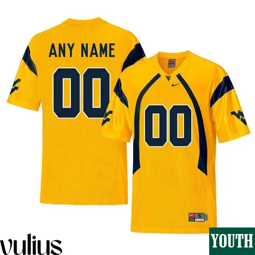 Wvu Football Jersey Custom, Gold Youth's, Customized College Football Jersey -