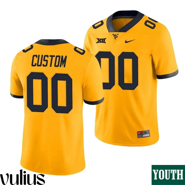 Wvu Football Jersey Custom, Gold Youth's, Throwback Alternate Game Jersey -