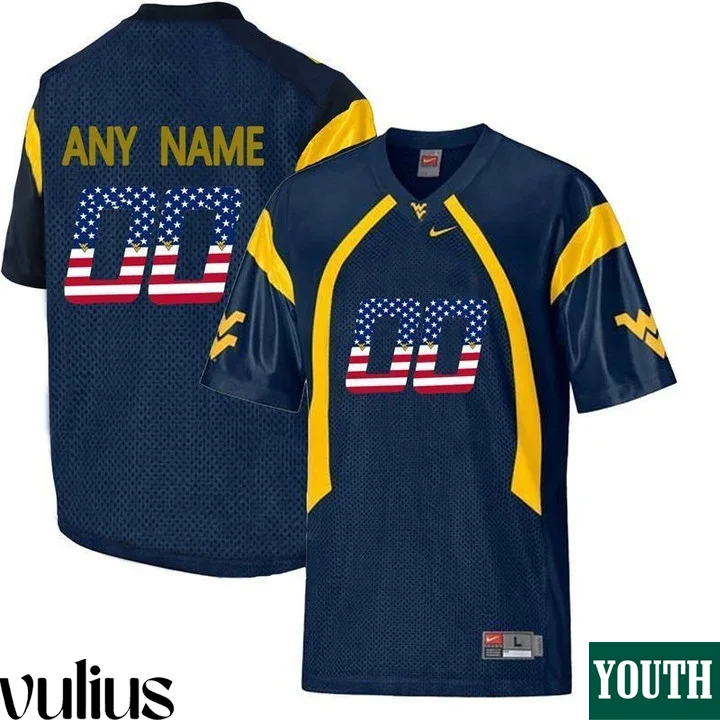 Wvu Football Jersey Custom, Navy Blue Youth's, College Football Limited Jersey -