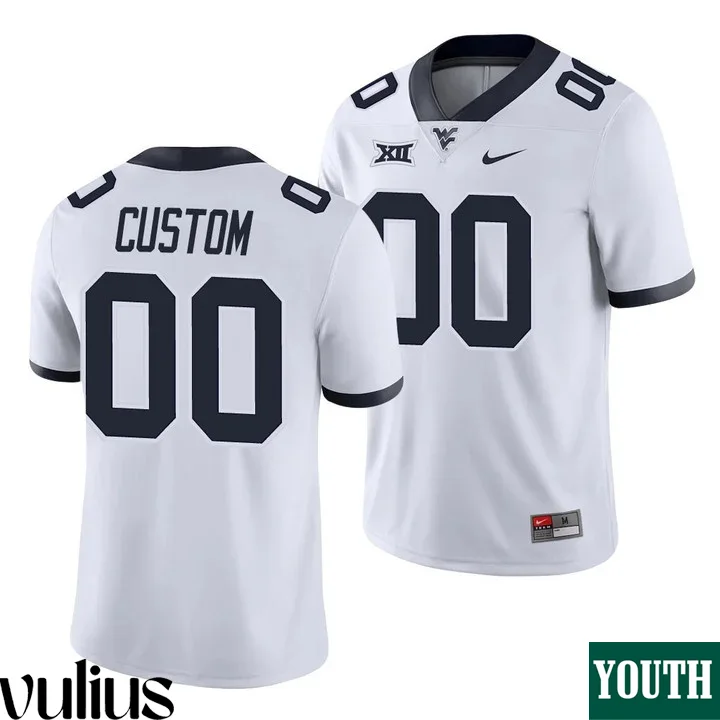 Wvu Football Jersey Custom, White Youth's, Game College Football Jersey -