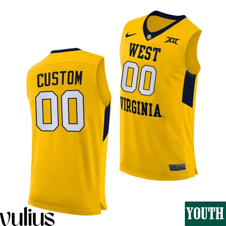 Wvu Football Jersey Custom, Yellow Youth's, 2020-21 Alternate Jersey -